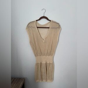 Crochet Open Knit Tunic Dress Top